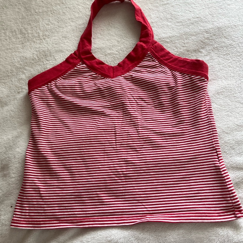 Vibrant Red and White Nautical Tank Top